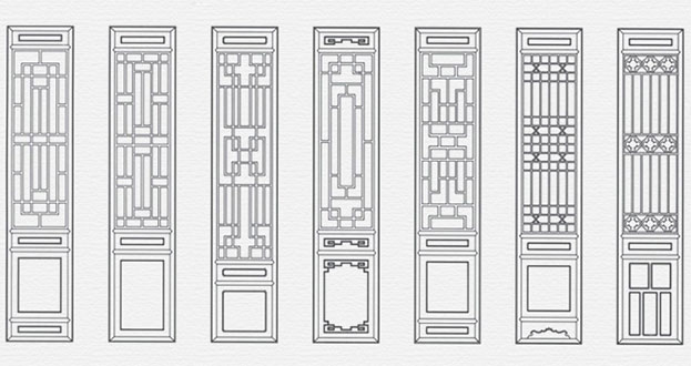 美溪常用中式仿古花窗图案隔断设计图